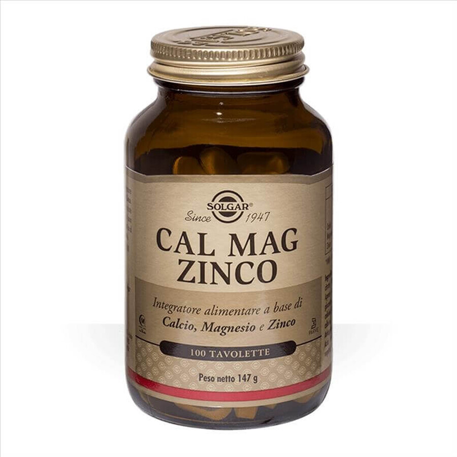 Calciu Magneziu Plus Zinc, 100 tablete, Solgar