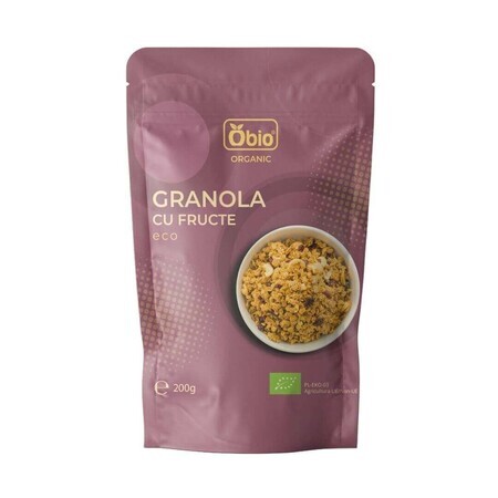 Organic fruit granola, 200 g, Obio