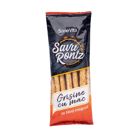 Grissini con semi di papavero e farina integrale Savu Rontz, 50 gr, Sanovita