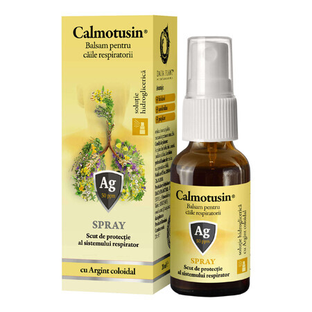 Calmotusin with colloidal silver without alcohol spray, 20 ml, Dacia Plant