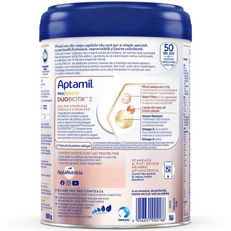 Latte in polvere Aptamil ProFutura 2 Duo Biotik, 6-12 mesi, 800 g, Nutricia