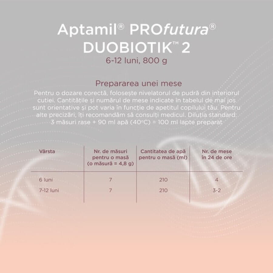 Latte in polvere Aptamil ProFutura 2 Duo Biotik, 6-12 mesi, 800 g, Nutricia