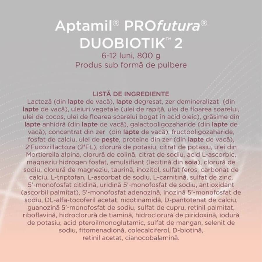 Latte in polvere Aptamil ProFutura 2 Duo Biotik, 6-12 mesi, 800 g, Nutricia