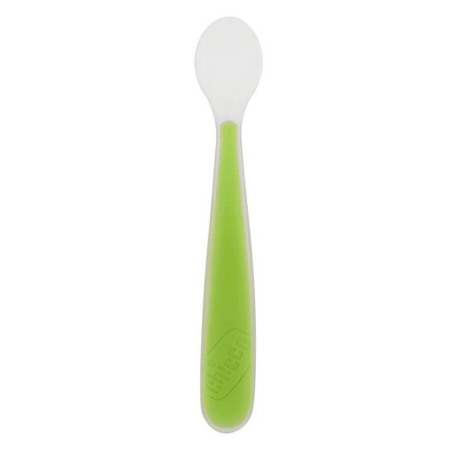 Green silicone spoon, +6 months, Chicco