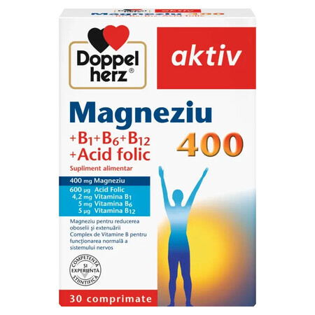 Magnesium 400 Doppelherz + Folic Acid + Vitamin B6, 30 tablets, Queisser Pharma