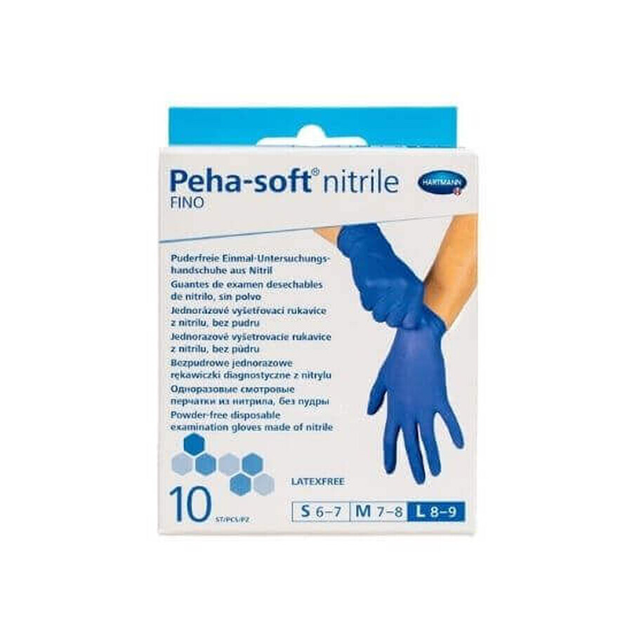 Blue Nitrile Thin Gloves, Peha Soft, 10 pcs Size L, Hartmann