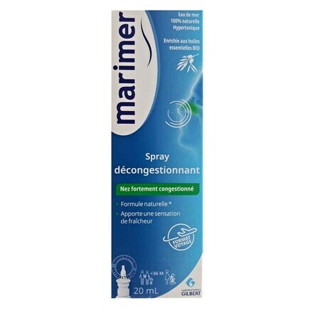 Spray nazal Marimer hipertonic cu uleiuri esentiale, 20 ml, Gilbert