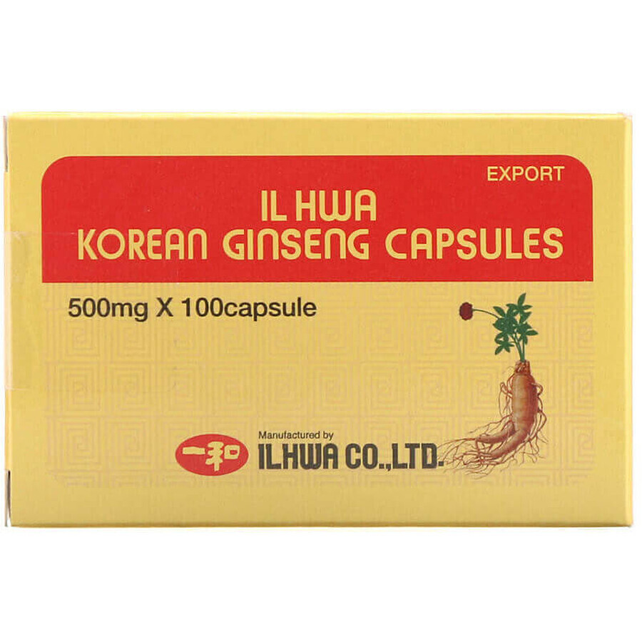 Korean ginseng root powder capsules 500mg, 50 capsules, Ilhwa