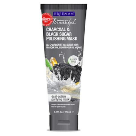 Maschera esfoliante con carbone, zucchero nero ed estratto di zenzero, 175 ml, Freeman