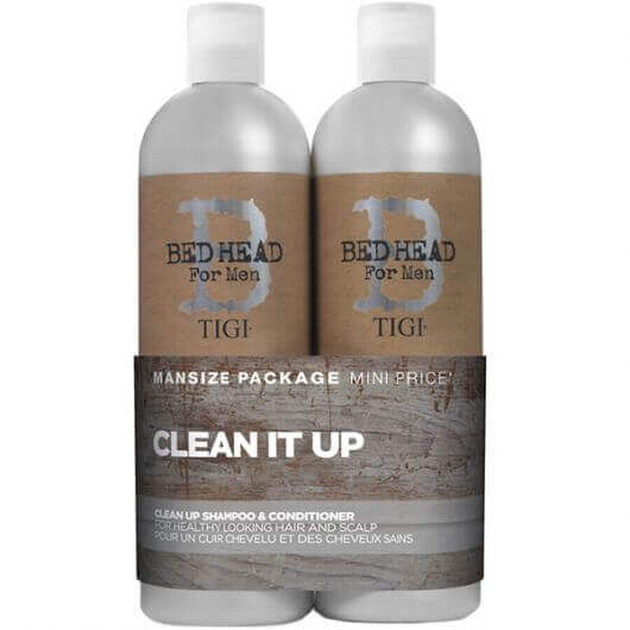 Oferta Pachet Sampon + Balsam pentru barbati Bed Head for Men Clean Up Daily, 750 + 750 ml, Tigi