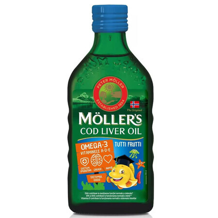 Omega 3 cod liver oil with tutti-frutti flavour for children, 250 ml, Möller's