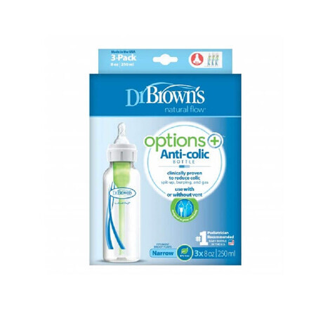 Confezione da 3 flaconi a collo stretto in PP, 250ml, Dr Browns