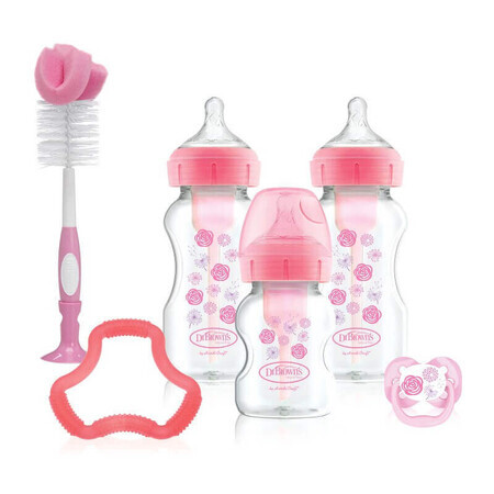 Anti-Colicle wide-neck bottle and accessories pack Options+, Pink, Dr. Browns