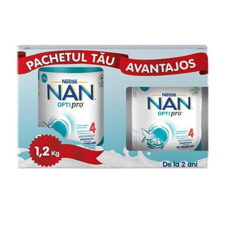 Pacchetto vantaggioso Nan 4 OptiPro, + 2 anni, 800+400 g, Nestlé