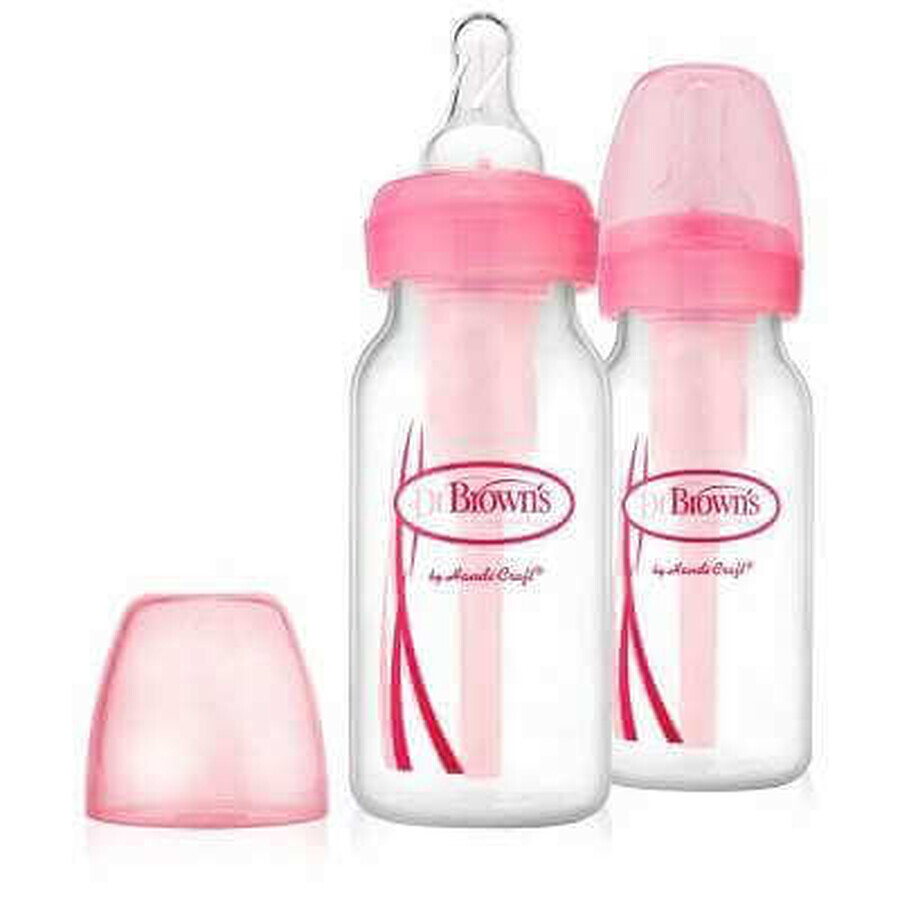 Confezione di biberon rosa Opzioni PP, +0mesi, 120ml, 2pz, Dr. Browns