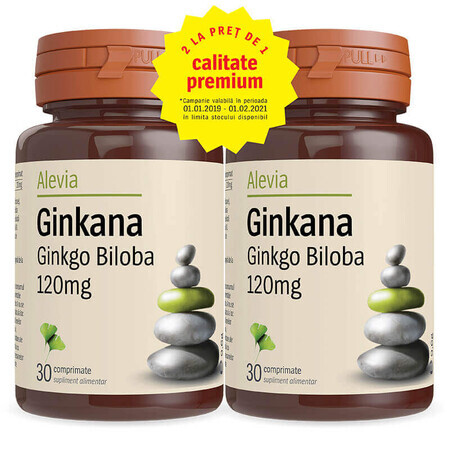 Ginkana Ginkgo Biloba Confezione da 120mg, 30 compresse, Alevia