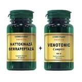 Nattokinase Serrapeptase Package, 30 capsules + Premium Venotonic Complex, 30 tablets, Cosmopharm