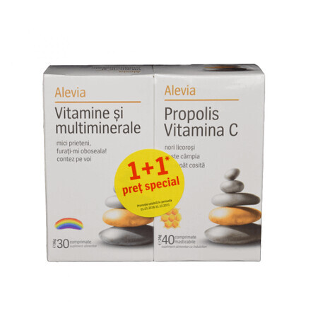 Vitamine und Mineralien Packung 30 Tabletten und Propolis Vitamin C 40 Tabletten, Alevia