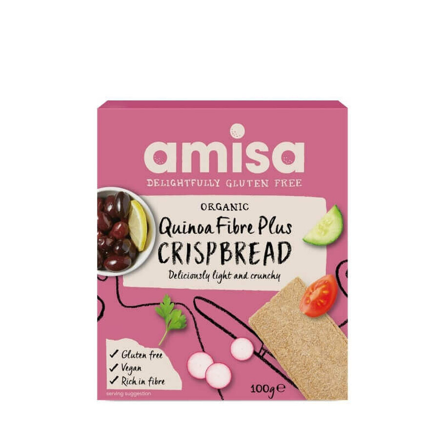 Quinoa bread rolls with fibre plus gluten free Bio Crispbread, 100 gr, Amisa