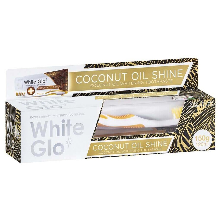 Coconut Oil Whitening Toothpaste + Toothbrush Coconut Oil Shine 120 ml, White Glo