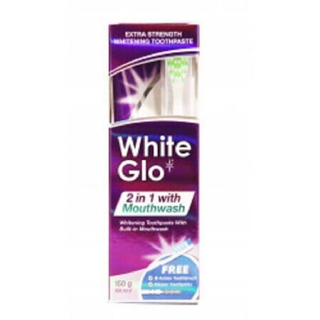 Toothpaste and brush + mouthwash 2 in 1 Mouthwash, 100 ml , White Glo