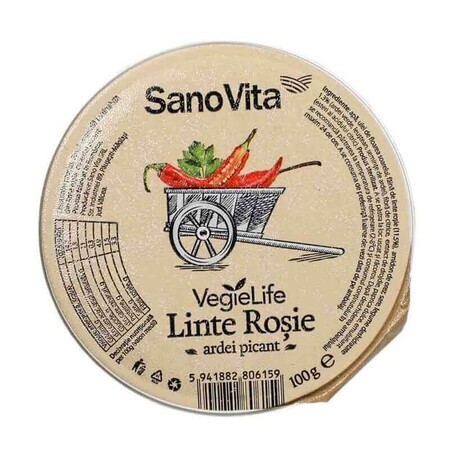 Pasta vegetale spalmabile di lenticchie rosse con peperoncino, 100 gr, VegieLife, Sanovita