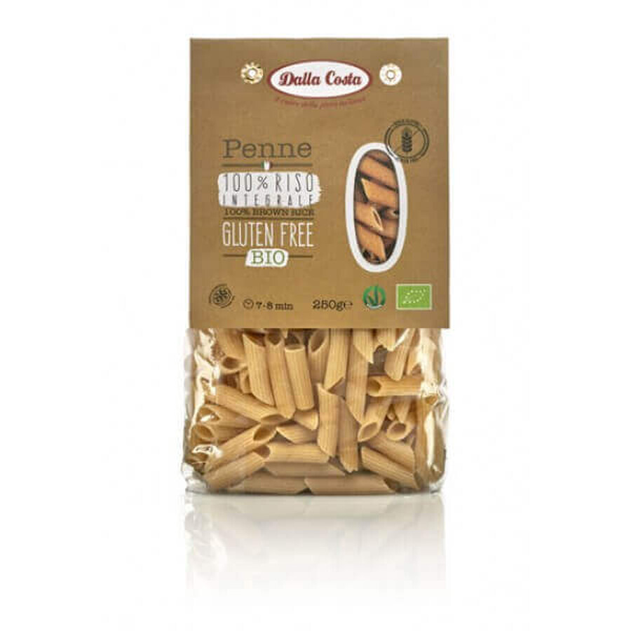 Organic Penne pasta from brown rice gluten free, 250 gr, Dalla Costa