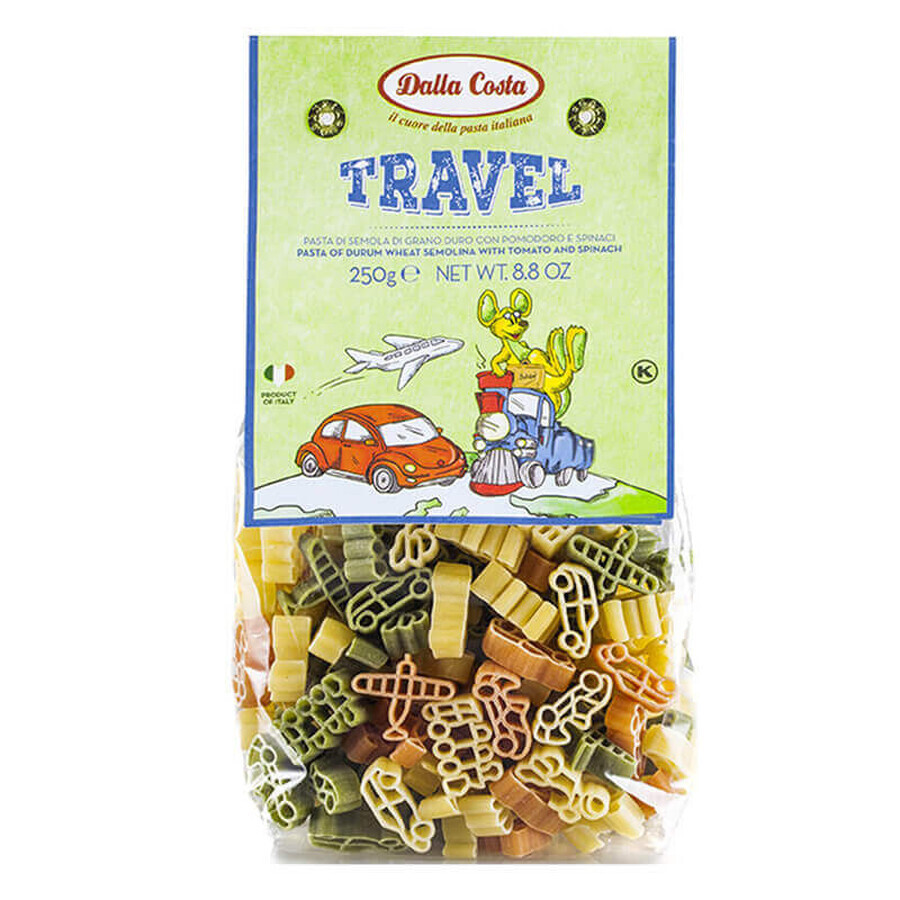 Tricolour Travel durum wheat pasta, 250 g, Dalla Costa