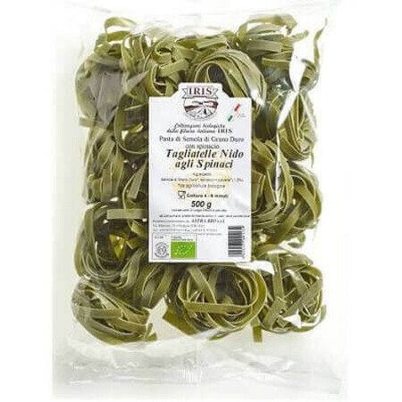 Tagliatelle pasta from durum wheat and spinach, 500 gr, Iris Bio