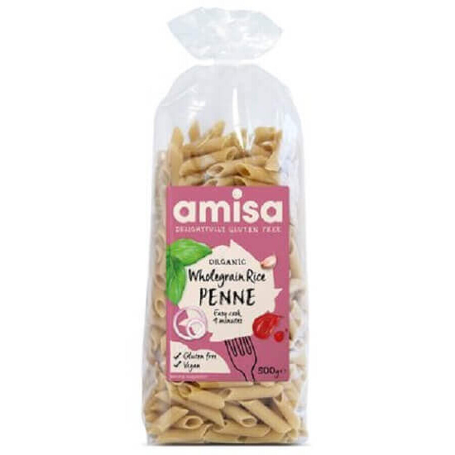 Penne from Eco Gluten Free Whole Wheat Rice, 500 gr, Amisa