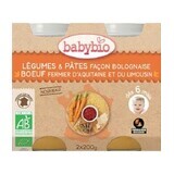 Organic vegetable and pasta puree Bolognaise style, +6 months, 2X200gr, Babybio