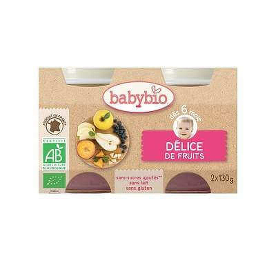 Puré de Frutas BIO Delight, +6 meses, 2x130g, BabyBio