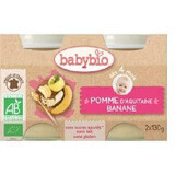 Organic mashed bananas and apples, +4 months, 2x 130g, BabyBio