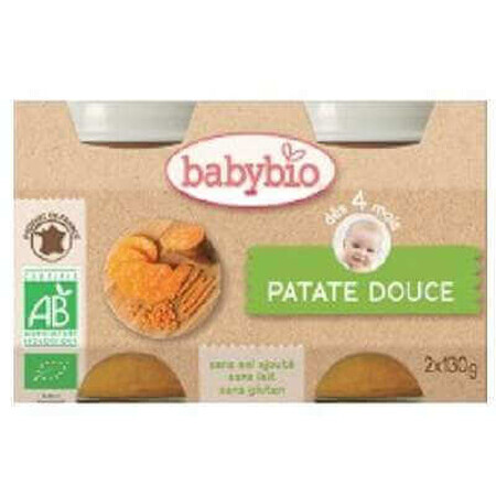 Organic sweet potato puree, +4 months, 2x 130g, BabyBio