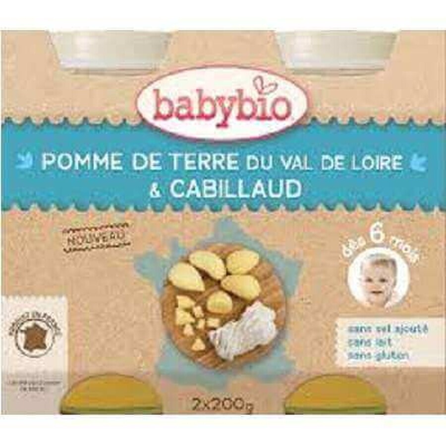 Organic Mashed Potatoes and Morun Fish, 2x200g, +6months, BabyBio