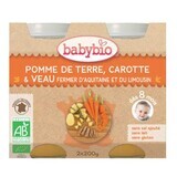 Organic mashed potatoes, carrot and veal, +8 months, 2x200g, BabyBio