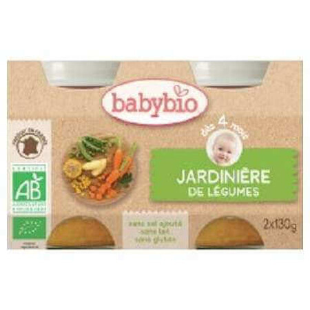 Organic garden vegetable puree, +4 months, 2x 130g, BabyBio