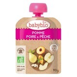 Purea di mele, pere e pesche biologiche, 90 gr, Babybio