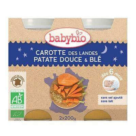 Organic mashed carrots, sweet potatoes and wheat, +6months, 2X200g, BabyBio