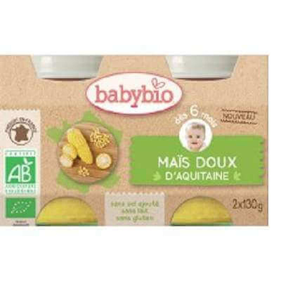 Purée de maïs doux bio, +6 mois, 2x 130g, BabyBio