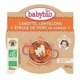 Piure Bio Meniu din linte si carne de porc, +15luni, 260g, BabyBio