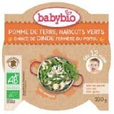 Organic Menu puree of carrots, green beans and slices of free-range turkey meat, 230g, BabyBio, BabyBio