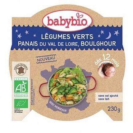 Purea Bio menù verdure verdi, pastinaca e bulgur, +12 mesi, 230g, BabyBio