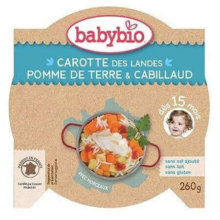 Organic Menu Puree Codfish with potatoes and carrots, +12months, 230g, BabyBio