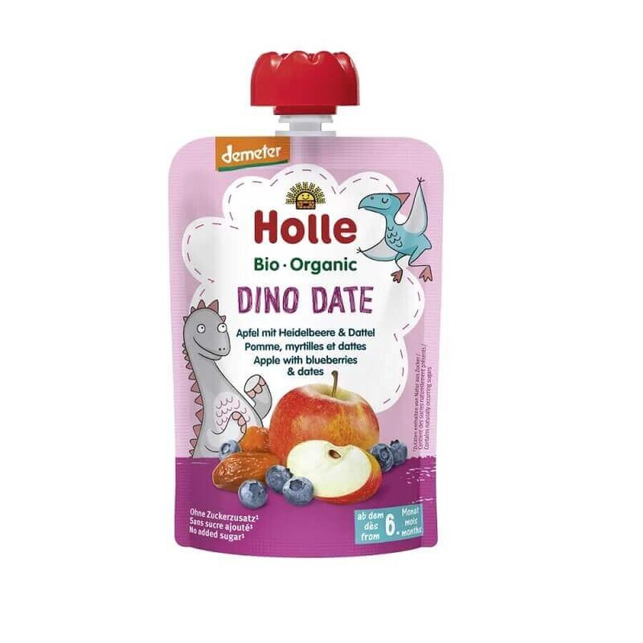 Purea di mele, datteri e mirtilli, 100 gr, Holle Baby Food