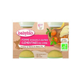 Apple, clementine and rice puree, 2x130 gr, Babybio