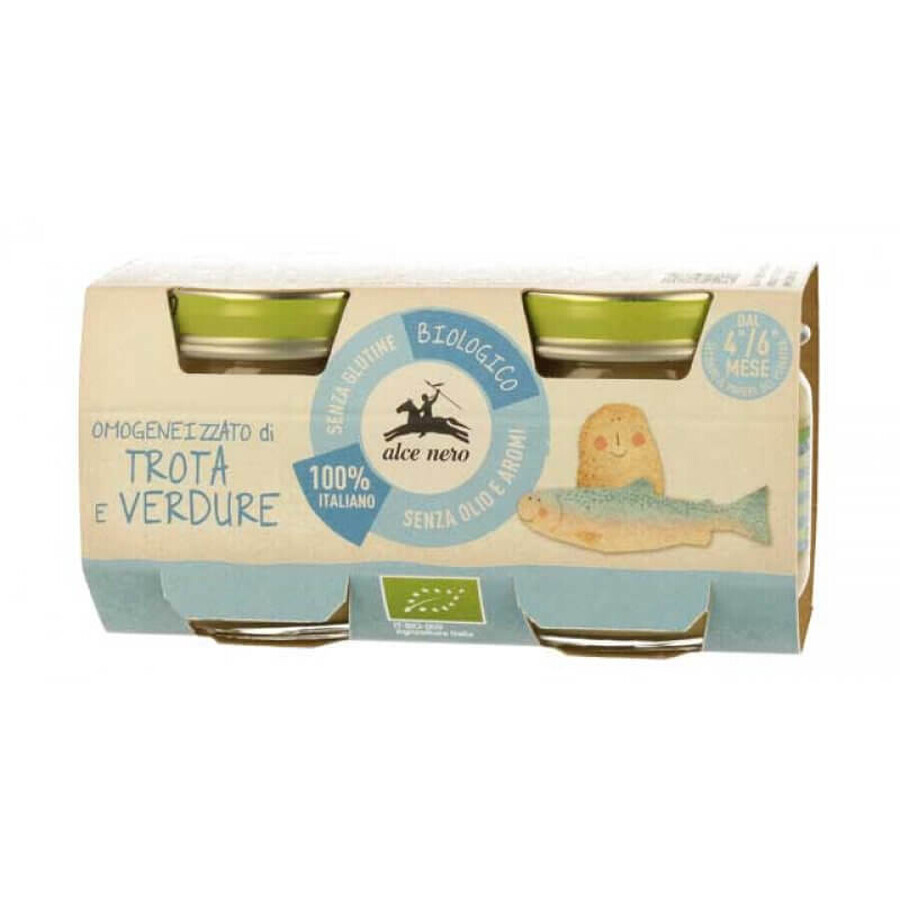 Purée de truite et légumes Eco Nany, 2x 80 gr, Alce Nero