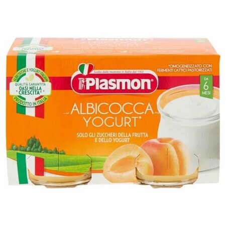 Apricot and yoghurt snack, +6 months, 2x120 g, Plasmon