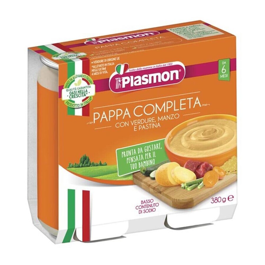 Piure Meniu cu vita, legume si paste, +6 luni, 190 gr, Plasmon