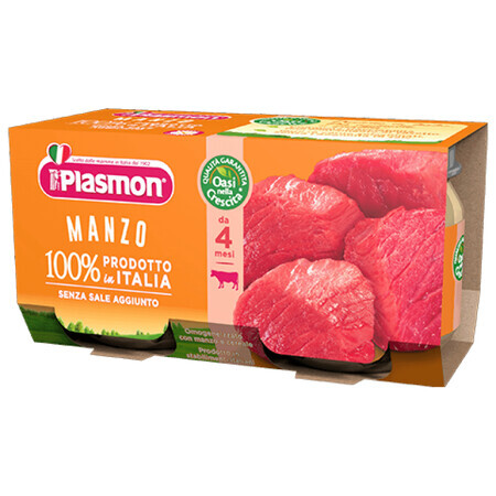 Homogenised beef puree for babies over 4 months, 2x80 g, Plasmon